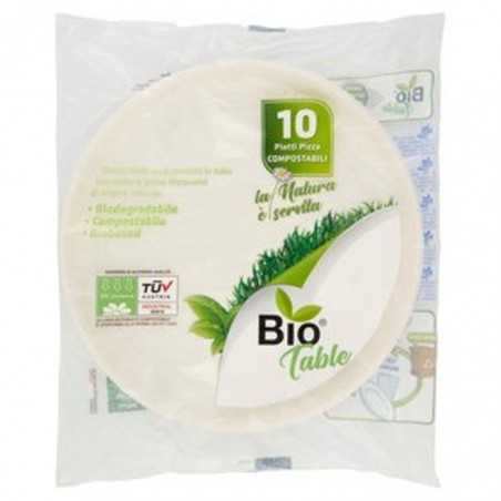 10 piatti pizza biodegradabili biotable