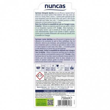 NUNCAS SPORTSWEAR detergente per capi sportivi tecnici